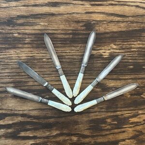 J.E. Caldwell Vintage Silver Mother of Pearl Fruit & Butter Spreaders